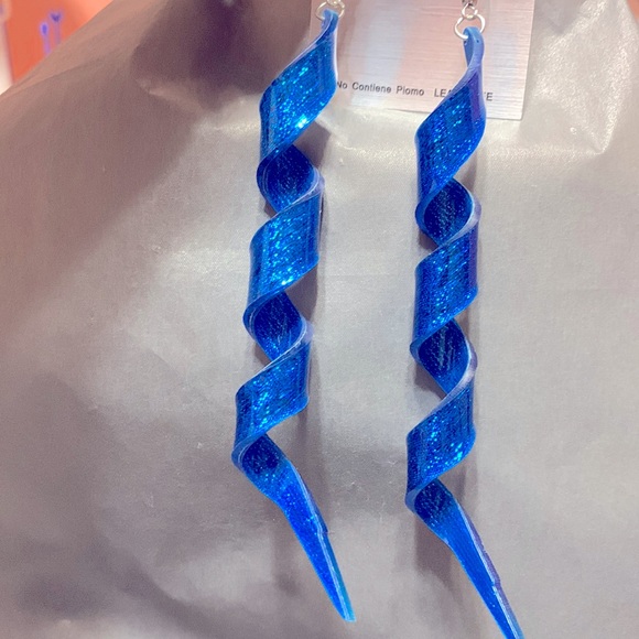 Electric Blue Twirl Earrings - Picture 1 of 1